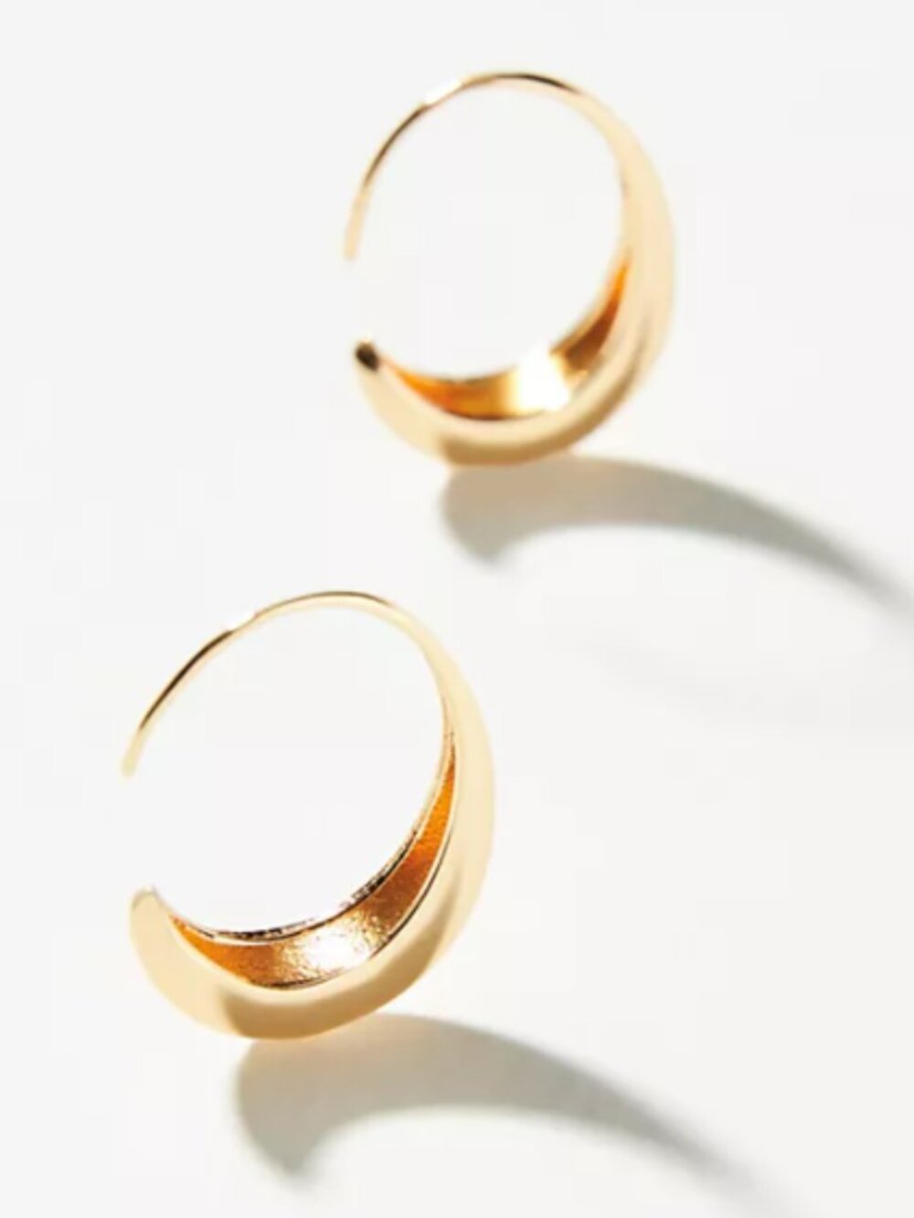 NEW Anthropologie Gold Crescent Hoop Earrings
